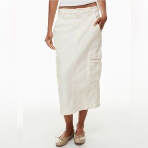 Aritzia TNA Troop Cargo Maxi Skirt White Exclusive TNA embroidery Size 12
